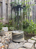 Tischkamin Grau gemasert inkl. Glas