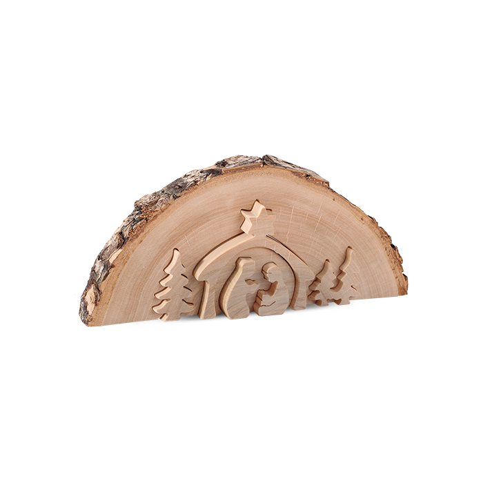 Weihnachtskrippe Baumscheibe Birke