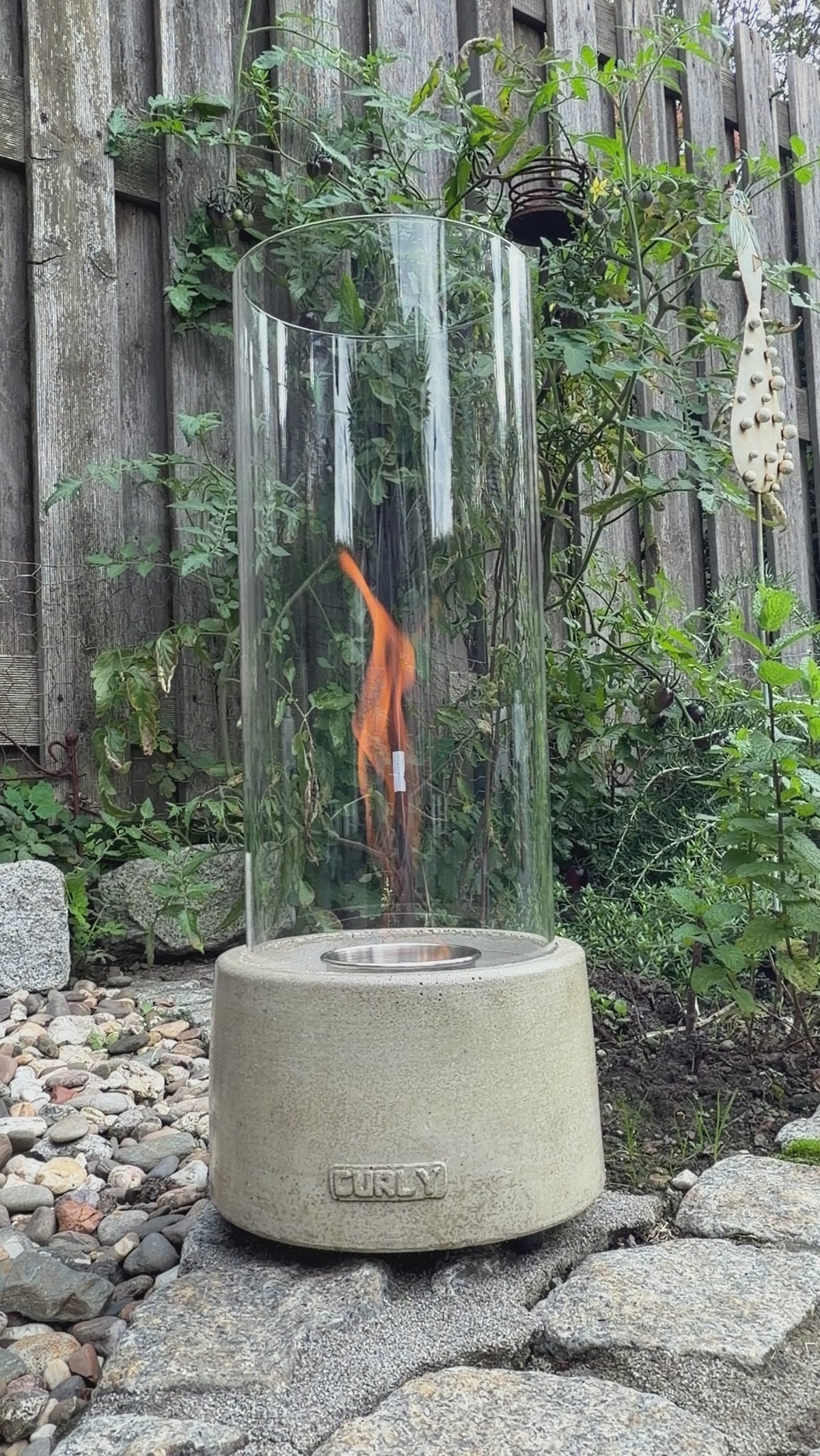 Tischkamin Grau inkl. Glas