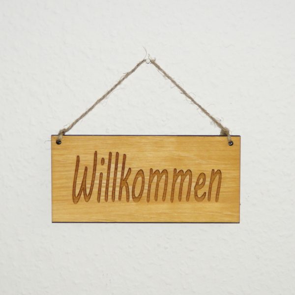 Hängeschild Holz ,,Willkommen"